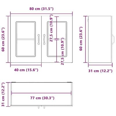 Keukenbovenkast met glazen deur Kalmar bewerkt hout betongrijs