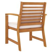 Tuinstoelen 2 st met crmekleurig kussen massief acaciahout - thumbnail