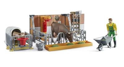 bruder Landbouw Koe- en kalverstal met boer Kant-en-klaar model Landbouwvoertuig (model)