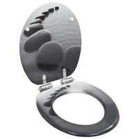 VidaXL Toiletbril met soft-close deksel stenen mdf - thumbnail