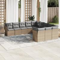 11-delige Tuinset met kussens poly rattan beige - thumbnail