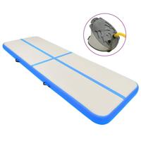 VidaXL Gymnastiekmat met pomp opblaasbaar 300x100x15 cm pvc blauw - thumbnail