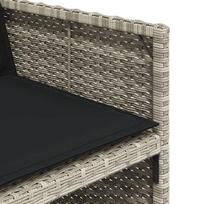 9-delige Tuinset met kussens poly rattan lichtgrijs - thumbnail
