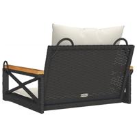 Schommelbank met kussens 63x62x40 cm poly rattan zwart - thumbnail