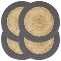 VidaXL Placemats 4 st 38 cm jute en katoen natuurlijk en antraciet - thumbnail