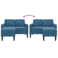 2-zitsbank met ligstoel L-vormig 125 cm fluweel blauw - thumbnail