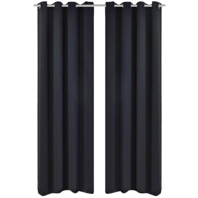 VidaXL Gordijnen met metalen ringen 135 x 245 cm 2 stuks (zwart) VidaXL Gordijnen met metalen ringen 135 x 245 cm 2 stuks (zwart)