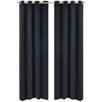 VidaXL Gordijnen met metalen ringen 135 x 245 cm 2 stuks (zwart) - thumbnail