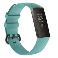 Fitbit Charge 3 & 4 siliconen diamant pattern bandje - Maat: Large - Tiffany blauw - thumbnail