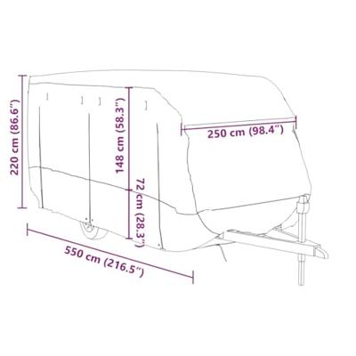 VidaXL Caravanhoes 550x250x220 cm vliesvlies grijs