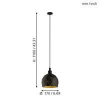 Eglo Design hanglampRoccaforte Ø 17cm zwart met goud - 33345 - thumbnail