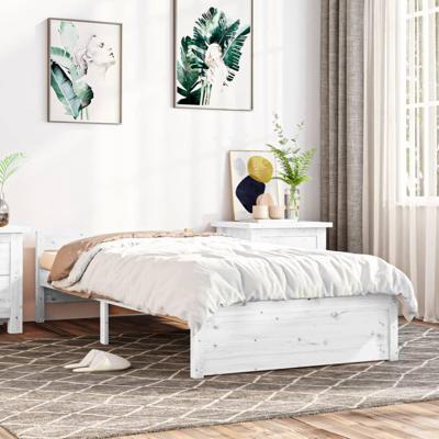 Bedframe massief hout wit 90x200 cm Bedframe massief hout wit 90x200 cm