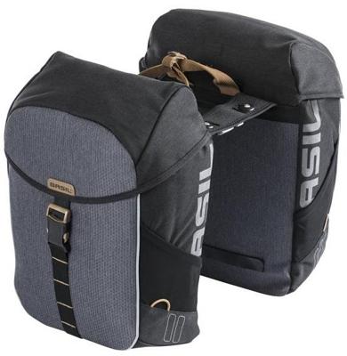 Basil Dubbele fietstas miles mik 34 liter 13 x 26 x 35 cm - zwart/grijs