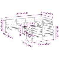 8-delige Loungeset met kussens massief grenenhout wasbruin - thumbnail