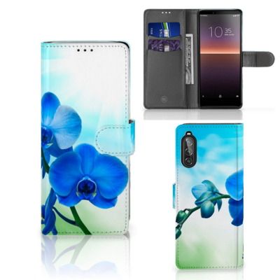 Sony Xperia 10 II Hoesje Orchidee Blauw - Cadeau voor je Moeder Sony Xperia 10 II Hoesje Orchidee Blauw - Cadeau voor je Moeder
