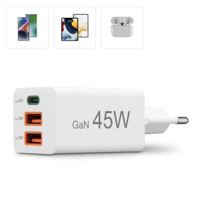 Hama Fast Charger GaN 1x USB-C PD 2x USB-A QC Mini-Charger 45 W Oplader Wit