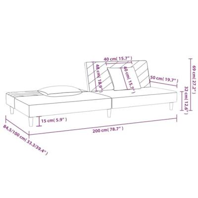 Slaapbank 2-zits met 2 kussens fluweel donkergrijs