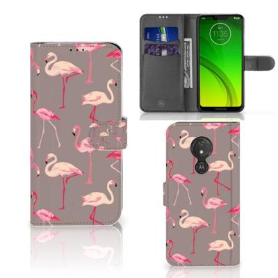 Motorola Moto G7 Power | Telefoonhoesje | Met pasjeshouder | Flamingo