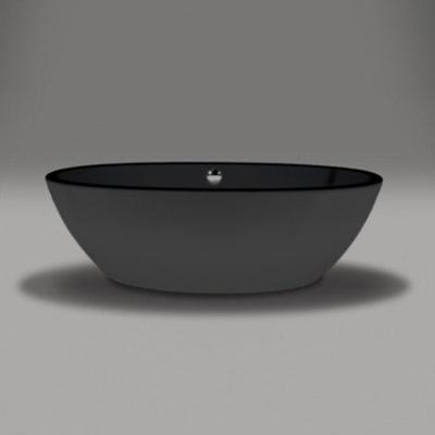 Ligbad Vrijstaand Xenz Britt Ovaal 85x170x60cm Acryl Hoogglans Zwart met Poten en Afvoer