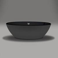 Ligbad Vrijstaand Xenz Britt Ovaal 85x170x60cm Acryl Hoogglans Zwart met Poten en Afvoer - thumbnail