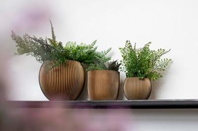 Capi Bloempot Vaas Bol Groove Goud-Zwart Ø13cm