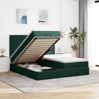 Ottoman bed met matrassen 160x200cm fluweel donkergroen - thumbnail