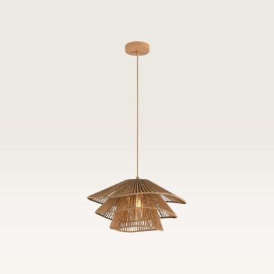 Hanglamp Avanta maronne tre - Bruine lamp van gevlochten papieren koord - Zonder lichtbron en voor binnen - Drielaags