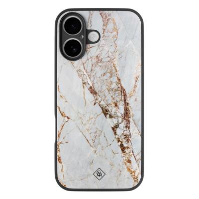 iPhone 16 glazen hardcase - Marmer goud iPhone 16 glazen hardcase - Marmer goud