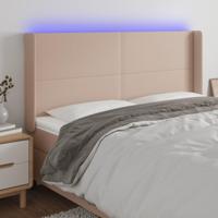 Hoofdbord LED 203x16x118/128 cm kunstleer cappuccinokleurig - thumbnail