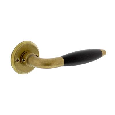 Deurkruk Antonnet met rozet ø50x5mm schroefgat messing getrommeld/ebbenhout Deurkruk Antonnet met rozet ø50x5mm schroefgat messing getrommeld/ebbenhout