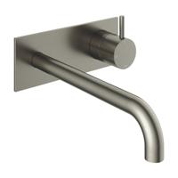 Inbouw Wastafelkraan Met Achterplaat Hotbath Cobber 25cm Gebogen Uitloop 1-Hendel Geborsteld Nikkel - thumbnail