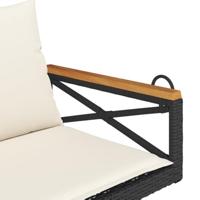 Schommelbank met kussens 109x62x40 cm poly rattan zwart - thumbnail