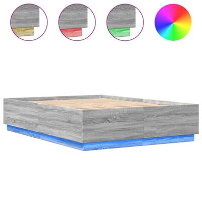 Bedframe met LED-verlichting grijs sonoma eiken 160x200 cm