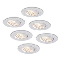 Set van 6 Pittsburg LED inbouwspots - 6W 570lm - GU10 LED Module - Extra plat - 4000K neutraal wit - Dimbaar - Kantelbaar - Binnen - Wit - thumbnail