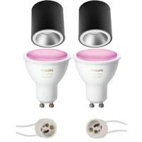 Philips Hue Opbouwspot Set Rond Ø90mm - Mat Zwart/Zilver - White and Color Ambiance - thumbnail