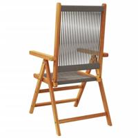 Tuinstoelen 2 st massief acaciahout en polypropeen grijs - thumbnail