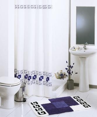 Wicotex douchegordijn textiel square blauw 180x200cm incl