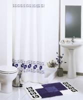 Wicotex douchegordijn textiel square blauw 180x200cm incl - thumbnail