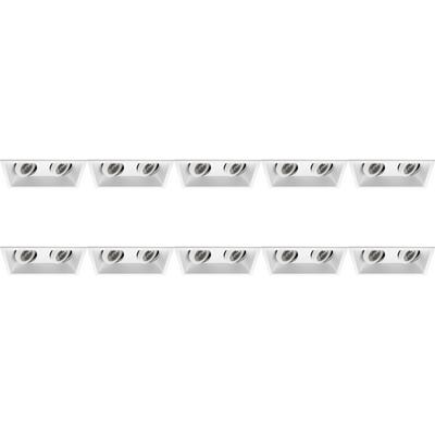 Spot Armatuur 10 Pack - Pragmi Zano Pro - GU10 Inbouwspot - Rechthoek Dubbel - Wit - Aluminium - Kantelbaar - 185x93mm
