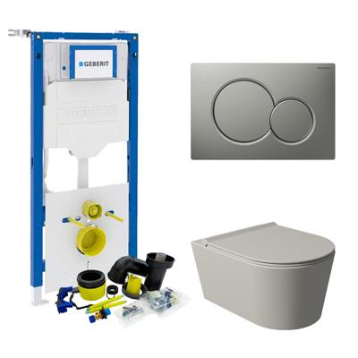 Geberit UP320 Toiletset Wandcloset Salenzi Civita Mat Grijs met Sigma 01 Drukplaat