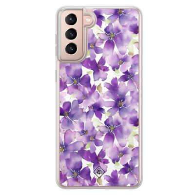 Samsung Galaxy S21 hybride hoesje - Floral violet Samsung Galaxy S21 hybride hoesje - Floral violet