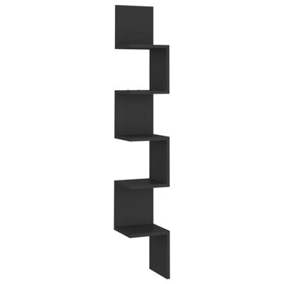 Hoekwandschap 20x20x127,5 cm bewerkt hout zwart