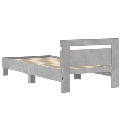Bedframe met hoofdbord en LED-verlichting betongrijs 90x190 cm
