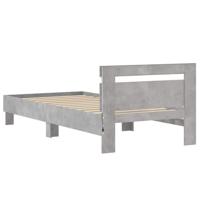 Bedframe met hoofdbord en LED-verlichting betongrijs 90x190 cm - thumbnail