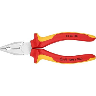 Knipex Kombitang verchroomd geïsoleerd met meer-componentengrepen, VDE-getest 160 mm - 0306160 Knipex Kombitang verchroomd geïsoleerd met meer-componentengrepen, VDE-getest 160 mm - 0306160
