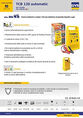 Gys TCB 120 | 230 V | 12 V | 150 Watt | 30 - 120 Ah - 5192023284 - thumbnail