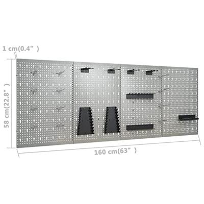 VidaXL Gaatjespaneel wandgemonteerd 4 st 40x58 cm staal