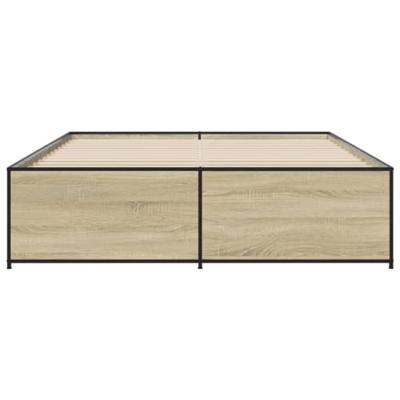 Bedframe bewerkt hout metaal sonoma eikenkleurig 150x200 cm