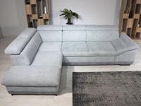 Converteerbare hoekbank ZIDAN hoek met longchair links stof platina grijs - thumbnail