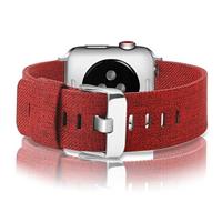 By Qubix - Canvas nylon bandje - Rood - Compatible met Apple Watch 44mm / 45mm / 46mm / 49mm - Compatible Apple watch bandjes - thumbnail